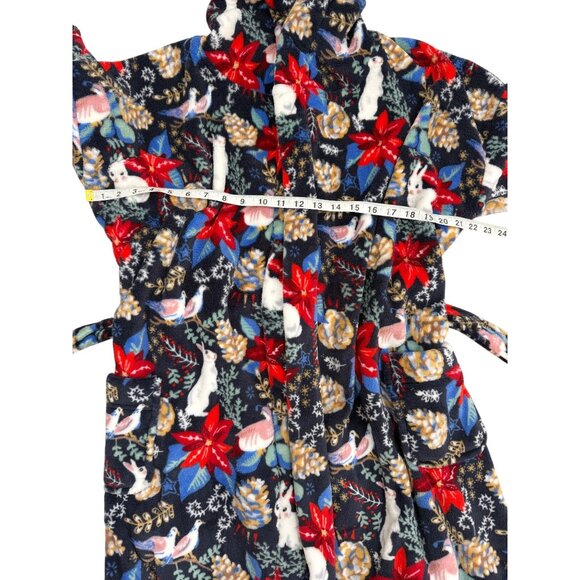 Vera Bradley Hooded Robe Winter Forest Plush Blue Red Bunny Bird Women Size L/XL - Picture 5 of 7